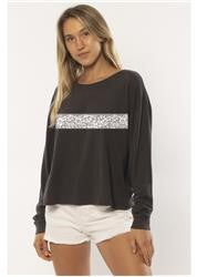 BANDED FLORAL LS KNIT TEE