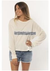 BANDED FLORAL LS KNIT TEE